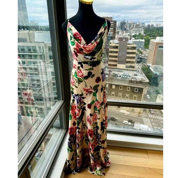 🆕 BRONX & BANCO 🧿 NWOT Leo Floral Print Maxi Gown - Size M / US 6 - Picture 1 of 15